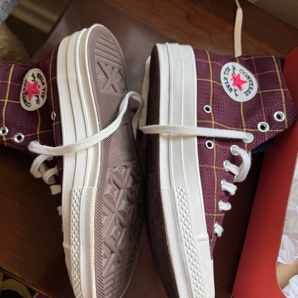 Converse Chuck 70 Burgundy Plaid Womens 9 - Picture 4 of 9